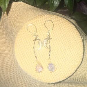 Elegant Gold and Purple Moon Earrings in show